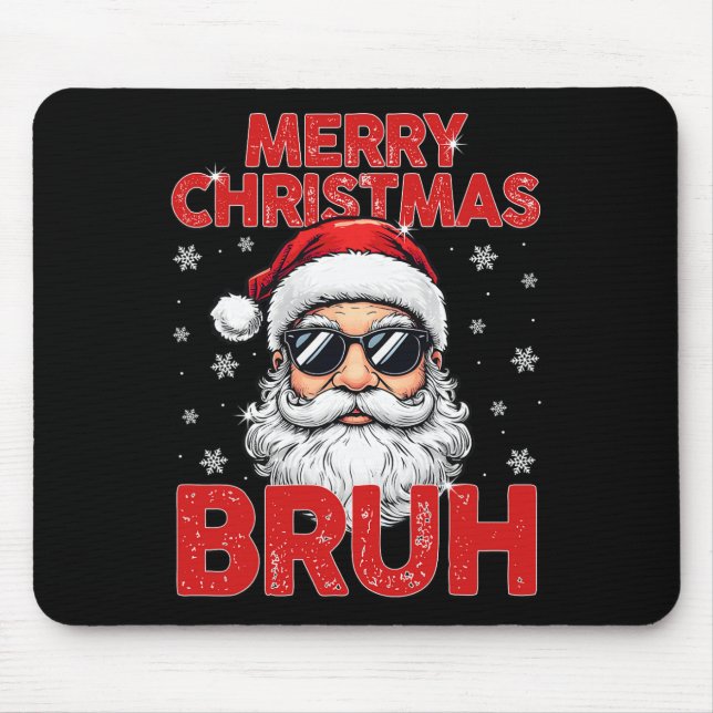 Alfombrilla De Ratón Feliz Navidad Bruh Funny Santa Claus Retro Hombres (Frente)