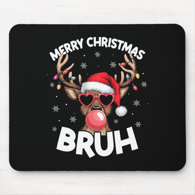 Alfombrilla De Ratón Feliz Navidad Bruh reno Divertido niño de Navidad (Frente)