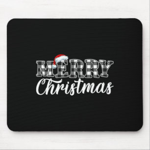 Alfombrilla De Ratón Feliz Navidad Búfalo Cuadros Negros Y Blancos Para