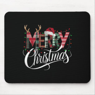 Alfombrilla De Ratón Feliz Navidad Búfalo Negro Y Blanco Para