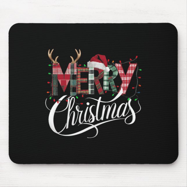 Alfombrilla De Ratón Feliz Navidad Búfalo Negro Y Blanco Para (Frente)