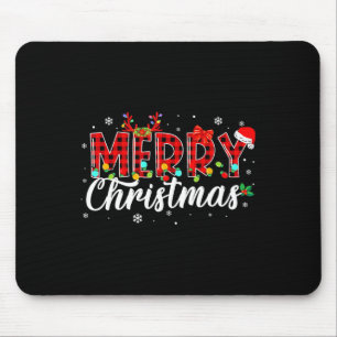 Alfombrilla De Ratón Feliz Navidad Búfalo Plactado Red Santa Family Mat