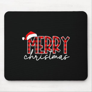 Alfombrilla De Ratón Feliz Navidad Buffalo Red Plaid Santa Hat Xmas P