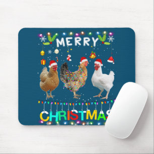 Alfombrilla De Ratón Feliz navidad Camisa de pollo Santa Hat Luces Xma