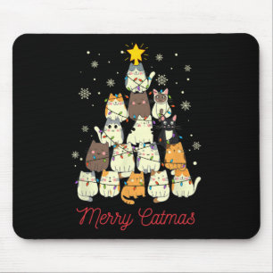 Alfombrilla De Ratón Feliz Navidad Cat Árbol de Navidad Gato Amante