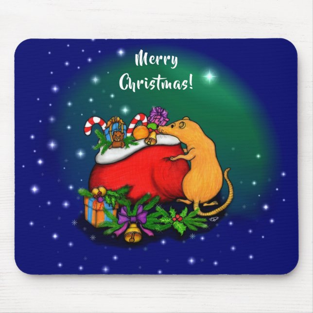 Alfombrilla De Ratón Feliz Navidad con el príncipe rata (Frente)