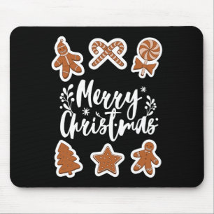 Alfombrilla De Ratón Feliz Navidad Cookies Gingerbread Man Tree Bakin