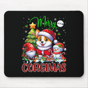Alfombrilla De Ratón Feliz Navidad Corgi Cute Santa Corgi Gnome Snowm