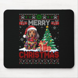 Alfombrilla De Ratón Feliz Navidad Dachshund Dog Lover Familia Feo Xm