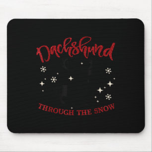 Alfombrilla De Ratón Feliz Navidad Dachshund Perro A Través De La Nieve
