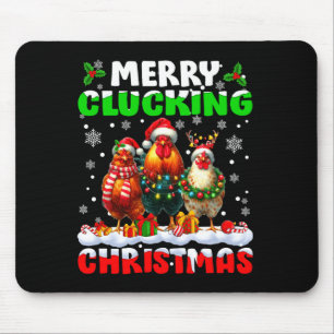 Alfombrilla De Ratón Feliz Navidad de Gallina Divertida Sombrero de San