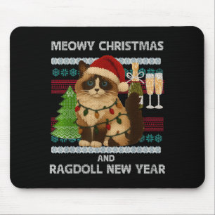 Alfombrilla De Ratón Feliz Navidad divertido gato Ragdoll sombrero de S