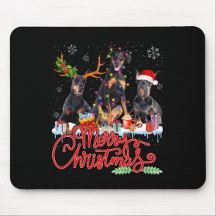 Alfombrilla De Ratón Feliz Navidad Doberman Pinscher perros Santa Reind