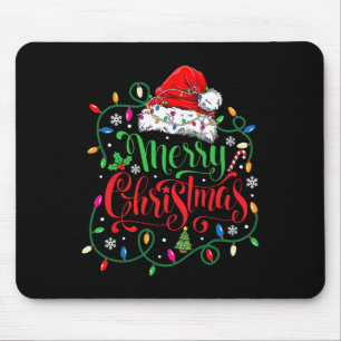 Alfombrilla De Ratón Feliz Navidad Familia Matanza Santa Hat Luces X