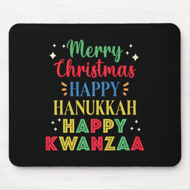 Alfombrilla De Ratón Feliz Navidad Feliz Hanukkah Feliz Kwanzaa 9 (Frente)