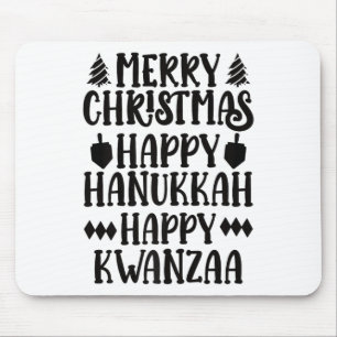 Alfombrilla De Ratón Feliz Navidad Feliz Hanukkah Feliz Kwanzaa Premi