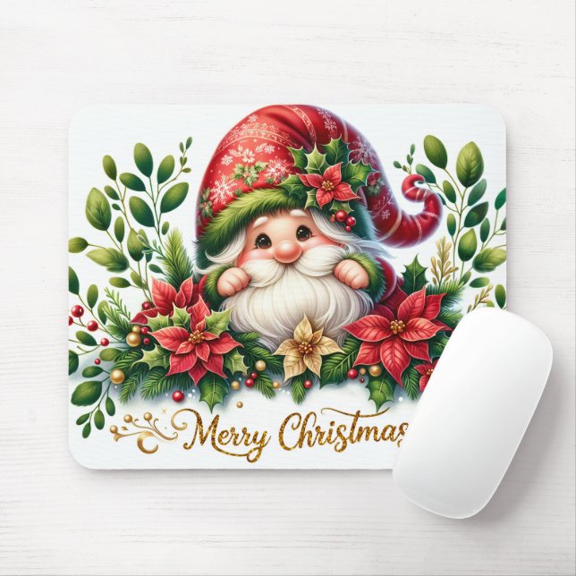 Alfombrilla De Ratón Feliz Navidad Gnome (Con ratón)