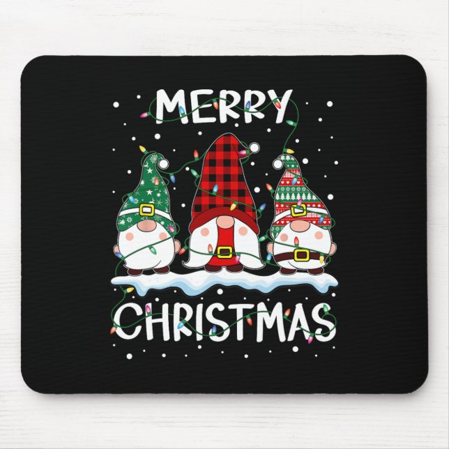 Alfombrilla De Ratón Feliz Navidad Gnome Búfalo Familia Jugada Xmas Pa (Frente)