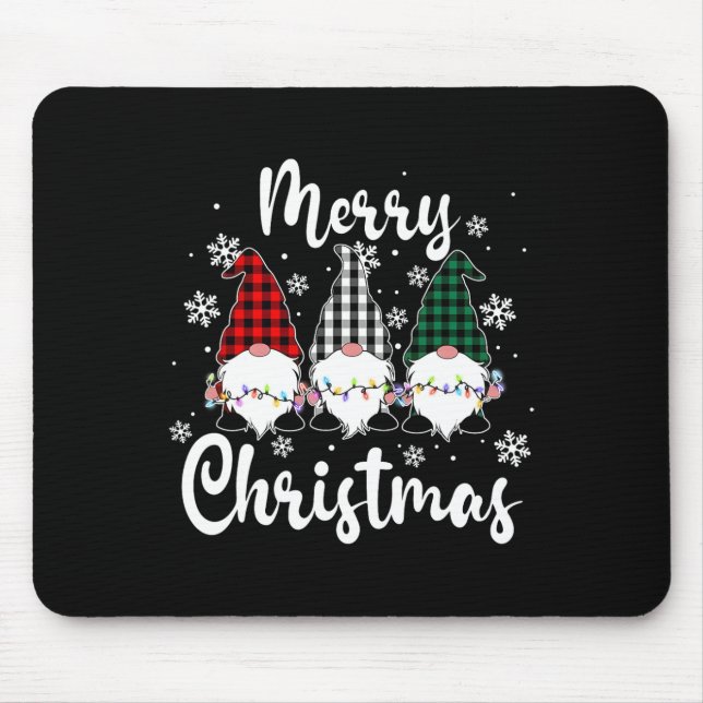 Alfombrilla De Ratón Feliz Navidad Gnomes Navidad Gnomes familia me ado (Frente)