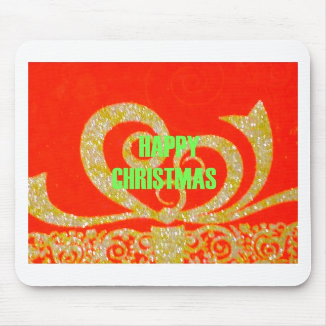 Alfombrilla De Ratón Feliz Navidad Golden Red Snow flex (Frente)