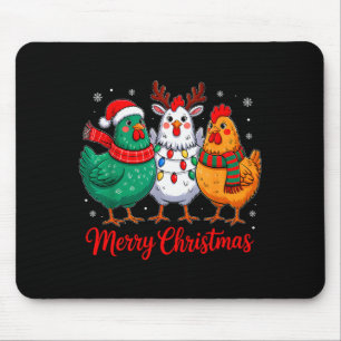 Alfombrilla De Ratón Feliz Navidad Granjero de Pollo Animal Santa Sombr
