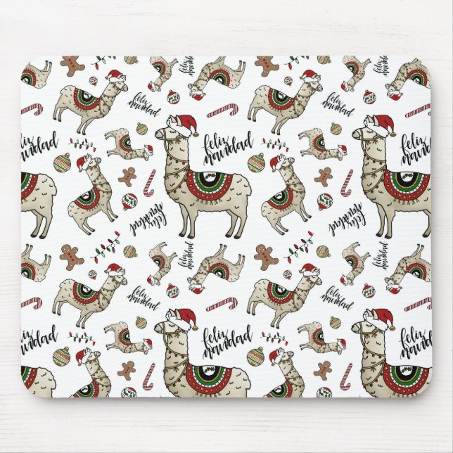 Alfombrilla De Ratón Feliz Navidad Llama Mousepad (Frente)