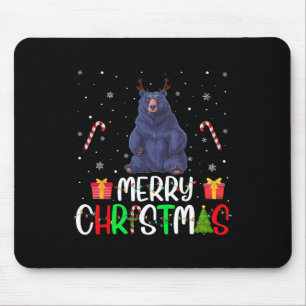 Alfombrilla De Ratón Feliz Navidad Luces de oso Gorra de renos Xmas Pjs