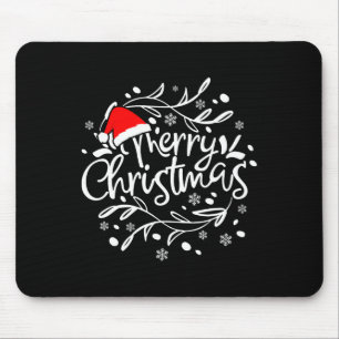 Alfombrilla De Ratón Feliz Navidad Luces Red Santa Hat Familia de navid