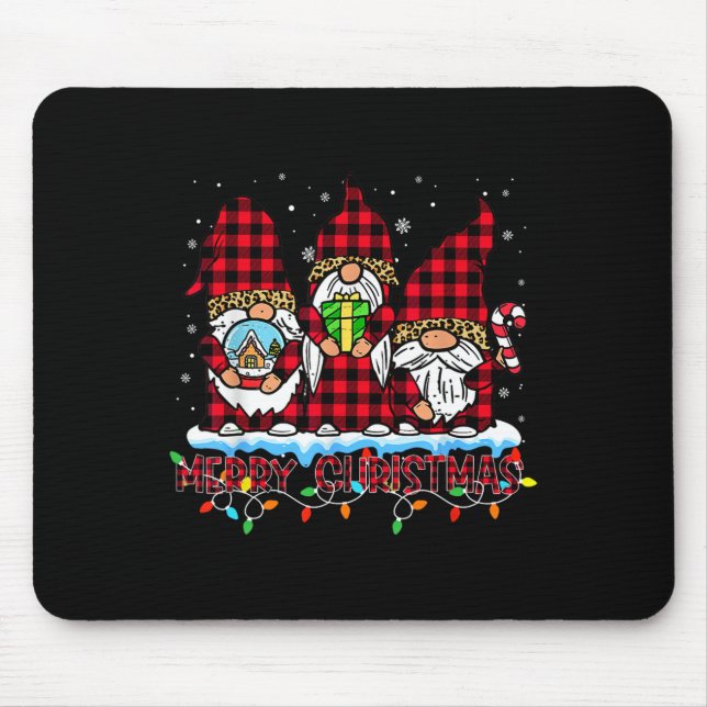 Alfombrilla De Ratón Feliz Navidad Luz Cute Gnome Familia coincidente G (Frente)