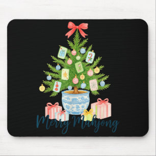 Alfombrilla De Ratón Feliz Navidad Mahjong Árbol Chinoiserie Fiesta