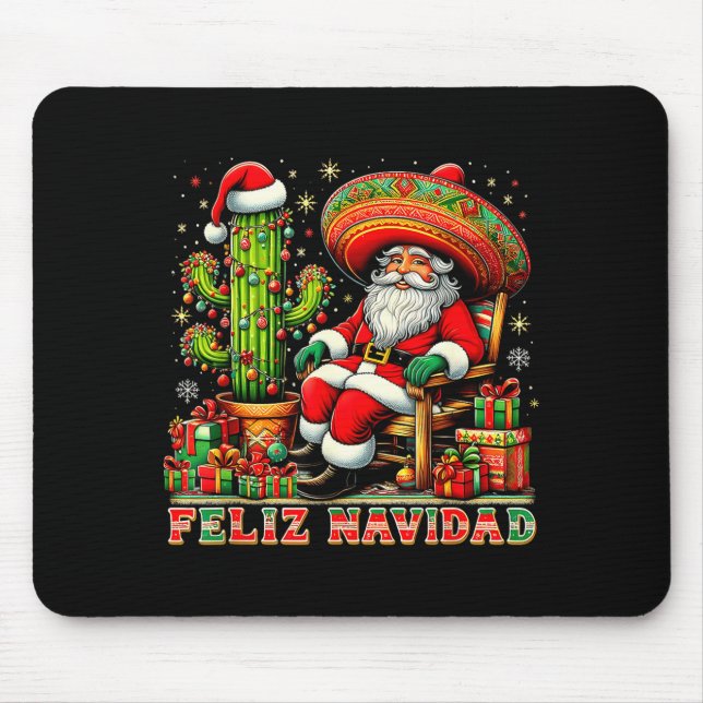 Alfombrilla De Ratón Feliz Navidad Mexican Christmas Santa Sombrero Cac (Frente)
