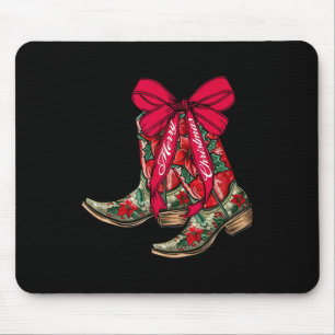 Alfombrilla De Ratón Feliz Navidad Navidad Cowboy Boots Coquette Bow Pa