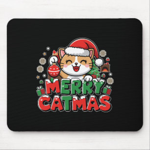 Alfombrilla De Ratón Feliz Navidad Navidad Decoración Santa Cat Funny C