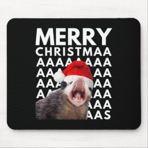 Alfombrilla De Ratón Feliz Navidad, Opossum gritando Diversión Hombres