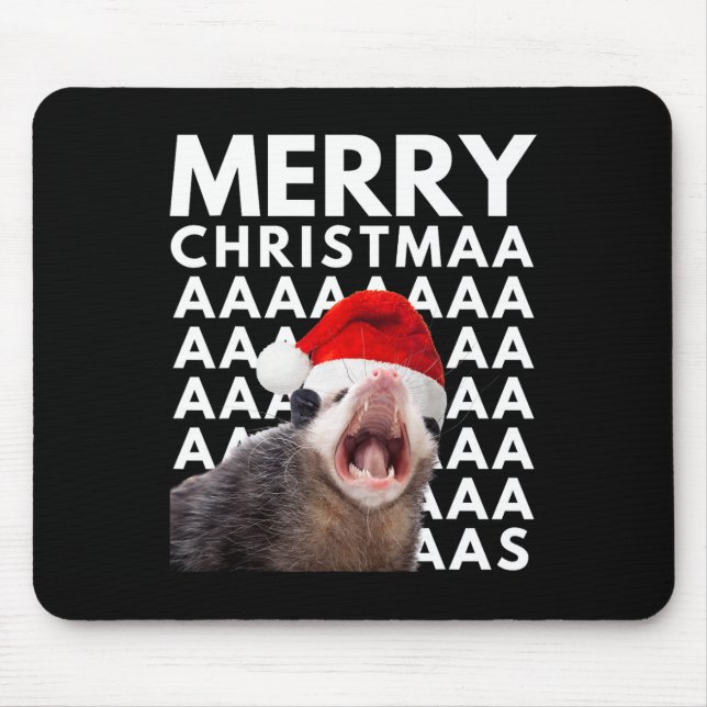 Alfombrilla De Ratón Feliz Navidad, Opossum gritando Diversión Hombres  (Frente)