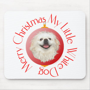 Alfombrilla De Ratón Feliz Navidad Pekinés Blanco