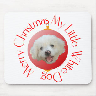 Alfombrilla De Ratón Feliz Navidad Perrito Blanco