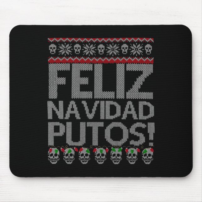 Alfombrilla De Ratón Feliz Navidad Putos Chingon Ugly Xmas Sweater Chri (Frente)