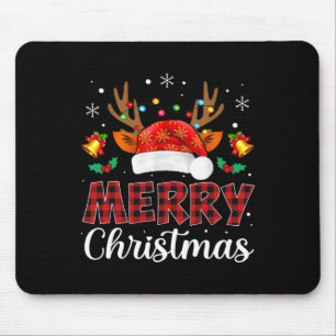 Alfombrilla De Ratón Feliz Navidad Red Santa Hat Reindeer Familia de Na