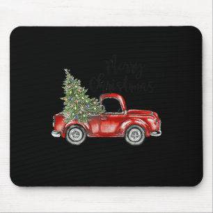 Alfombrilla De Ratón Feliz Navidad Red Truck Tree Light Funny Family