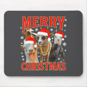 Alfombrilla De Ratón Feliz Navidad Santa Cabra Divertida Navidad Cabras