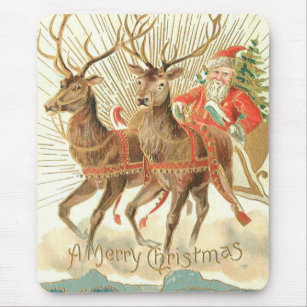 Alfombrilla De Ratón Feliz Navidad (Santa y sus renos)