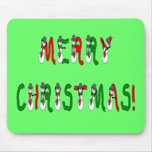 Alfombrilla De Ratón Feliz Navidad Snowman Font Mousepad