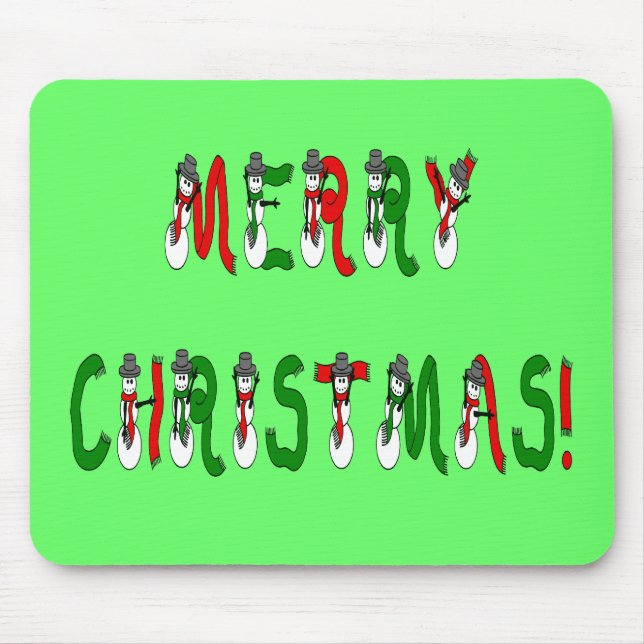 Alfombrilla De Ratón Feliz Navidad Snowman Font Mousepad (Frente)