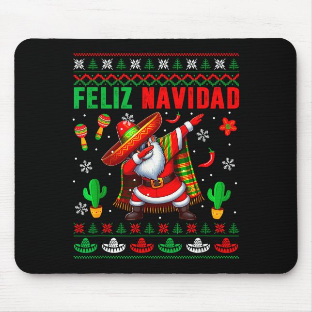 Alfombrilla De Ratón Feliz Navidad Xmas Sweater Santa Sombrero Dabbing  (Frente)