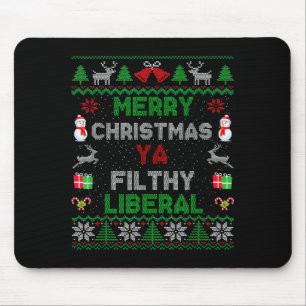 Alfombrilla De Ratón Feliz Navidad Ya Liberal Asqueroso Tejido Feo _1 