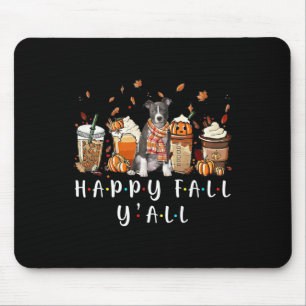 Alfombrilla De Ratón Feliz Otoño Pitbull Perro Café Calabaza Otoño Todo