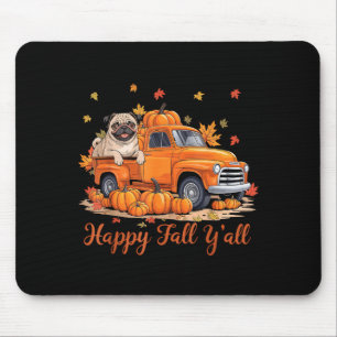 Alfombrilla De Ratón Feliz Otoño Todos Pug Camión Calabaza Otoño 