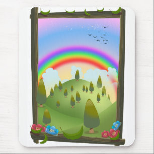 Alfombrilla De Ratón Feliz paisaje arcoiris