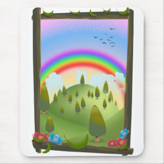 Alfombrilla De Ratón Feliz paisaje arcoiris